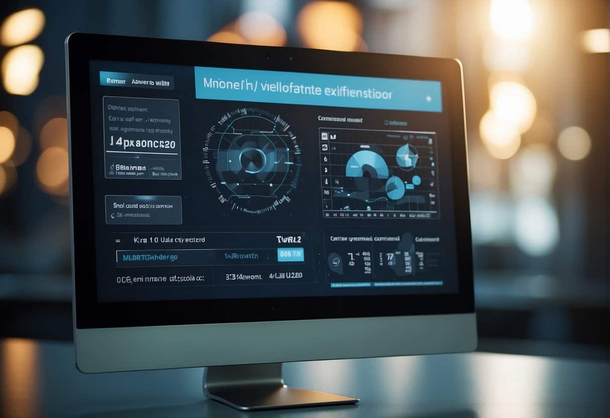 A user-friendly interface with a meta description generator displayed on a digital screen, surrounded by modern and sleek design elements